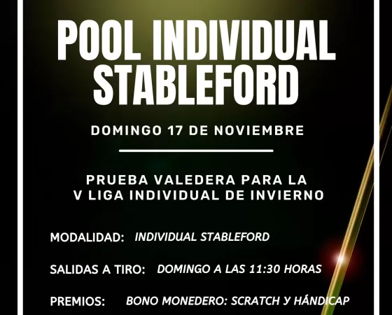 Pool Individual Stableford – domingo 17 de noviembre