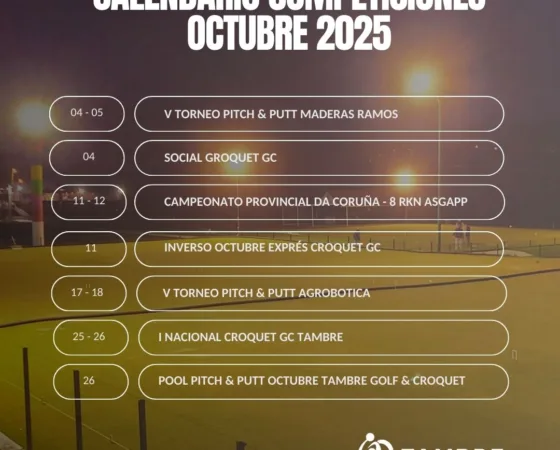 Calendario eventos octubre 2025 – Tambre Golf & Croquet